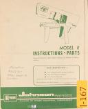Kysor Johnson, Model R, Horizontal Band Saw, Instructions and Parts Manual